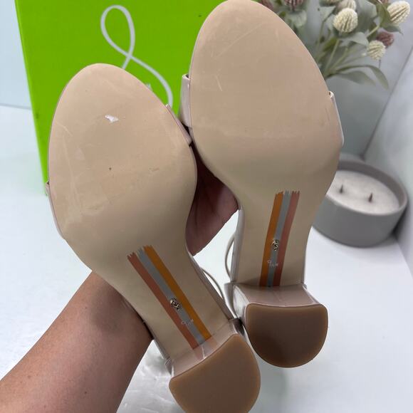 Sam Edelman Yaro Ankle Strap Block Heel Sandal Buckle Chai Latte Women 9.5 Wide - Picture 8 of 11